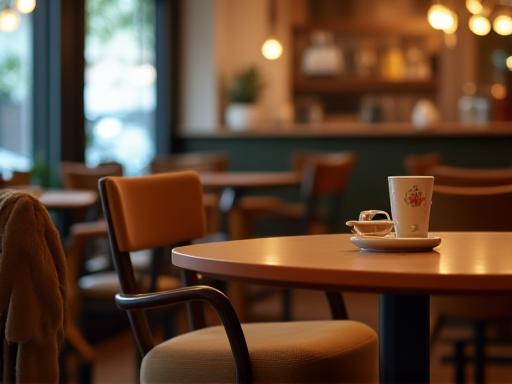 A cozy corner of the cafe with comfortable chairs and soft lighting.